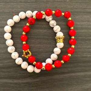 Red and white marble bracelet